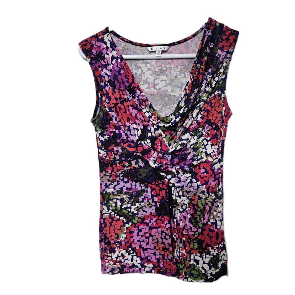 Cabi Womens Cowl Neck Sleeveless Top Size MedBlack Stretch Office Y2K